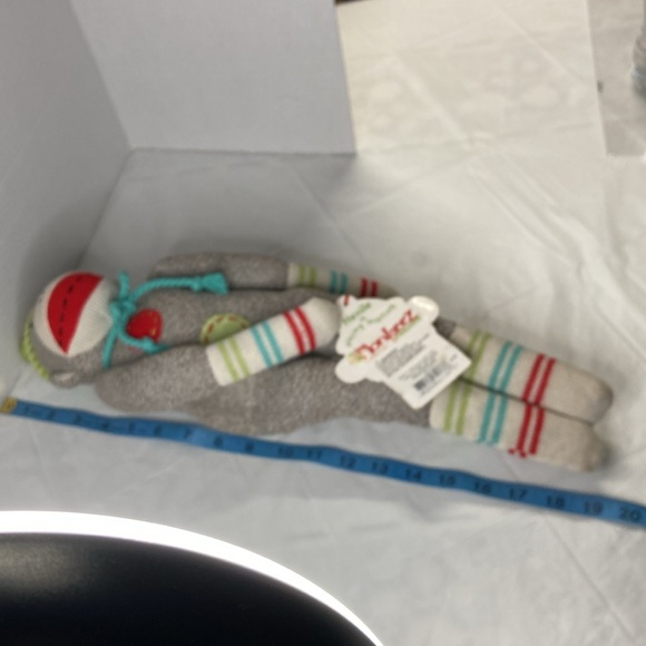 Genuine Monkeez and Friends Sock Monkey “ Neville” Plush Stuffed Animal Gray 19” - Picture 8 of 15